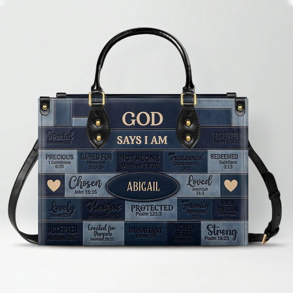 Custom God Says I Am Leather Handbag & Purse Set