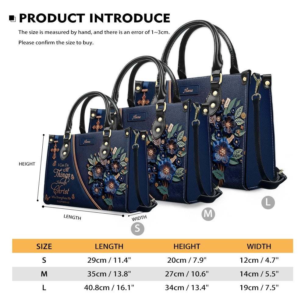 Personalized Christian Floral Leather Handbag