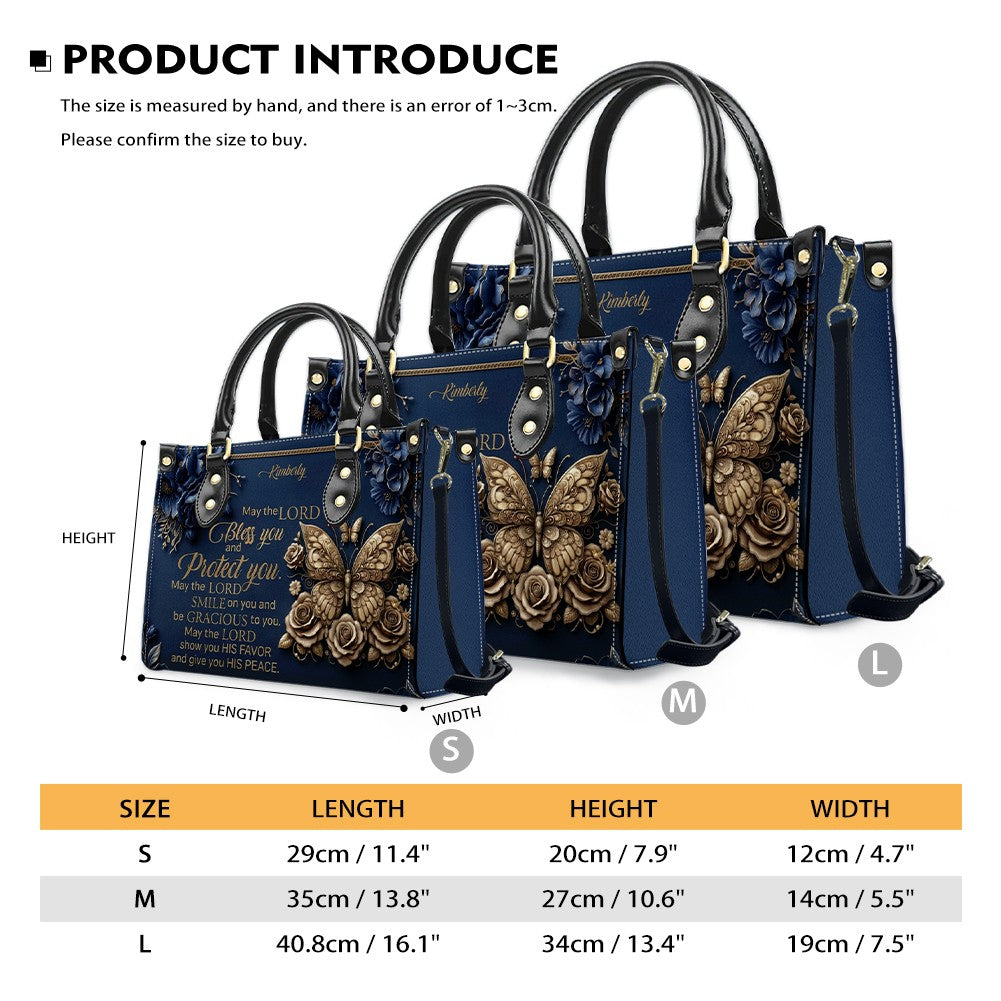 Personalized Christian Floral Leather Tote Bag
