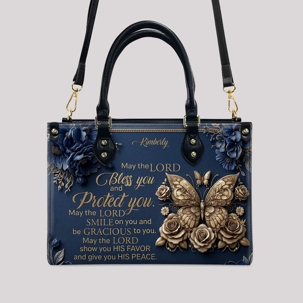 Personalized Christian Floral Leather Tote Bag