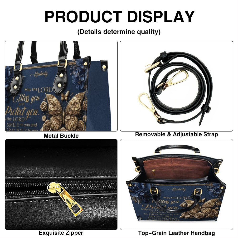 Personalized Christian Floral Leather Tote Bag