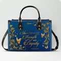 Personalized She Who Kneels Leather Handbag