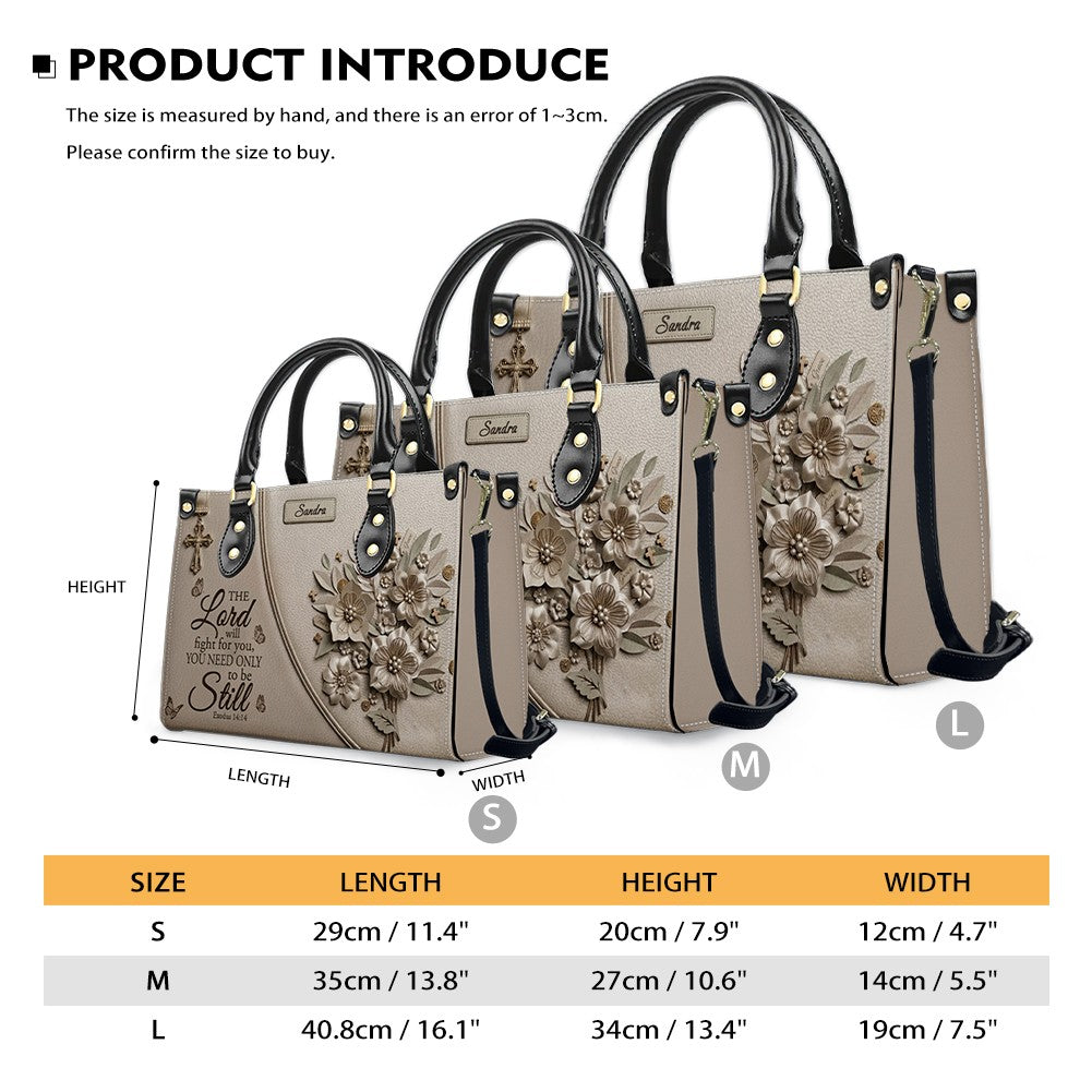 Personalized Exodus 14:14 Christian Leather Tote