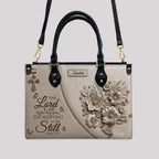 Personalized Exodus 14:14 Christian Leather Tote