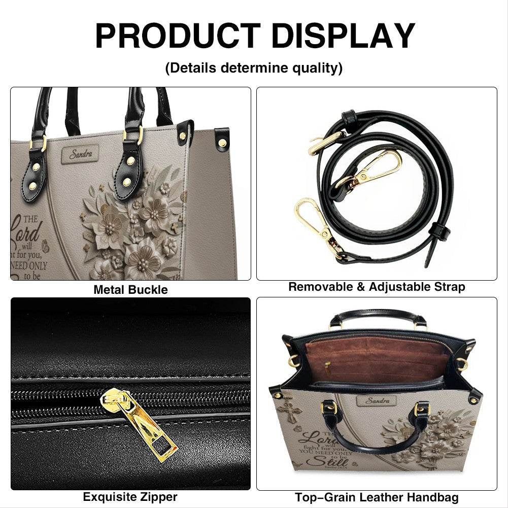 Personalized Exodus 14:14 Christian Leather Tote