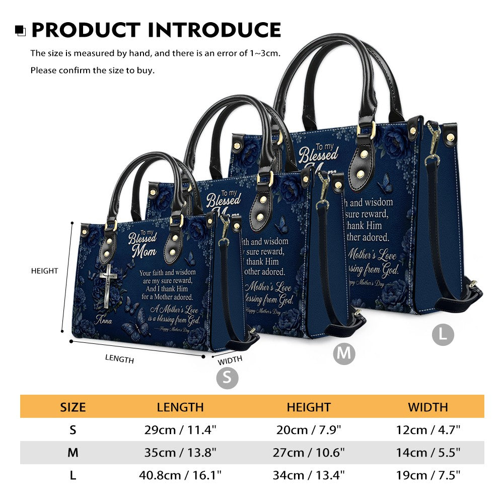 Personalized Blessed Mother Leather Handbag