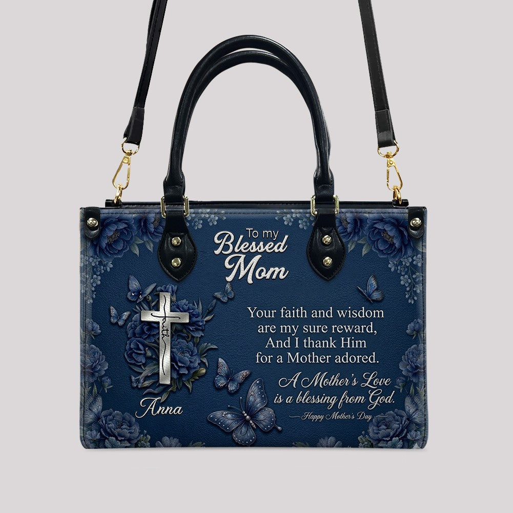 Personalized Blessed Mother Leather Handbag