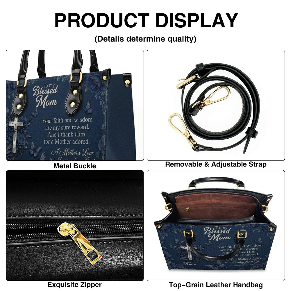 Personalized Blessed Mother Leather Handbag