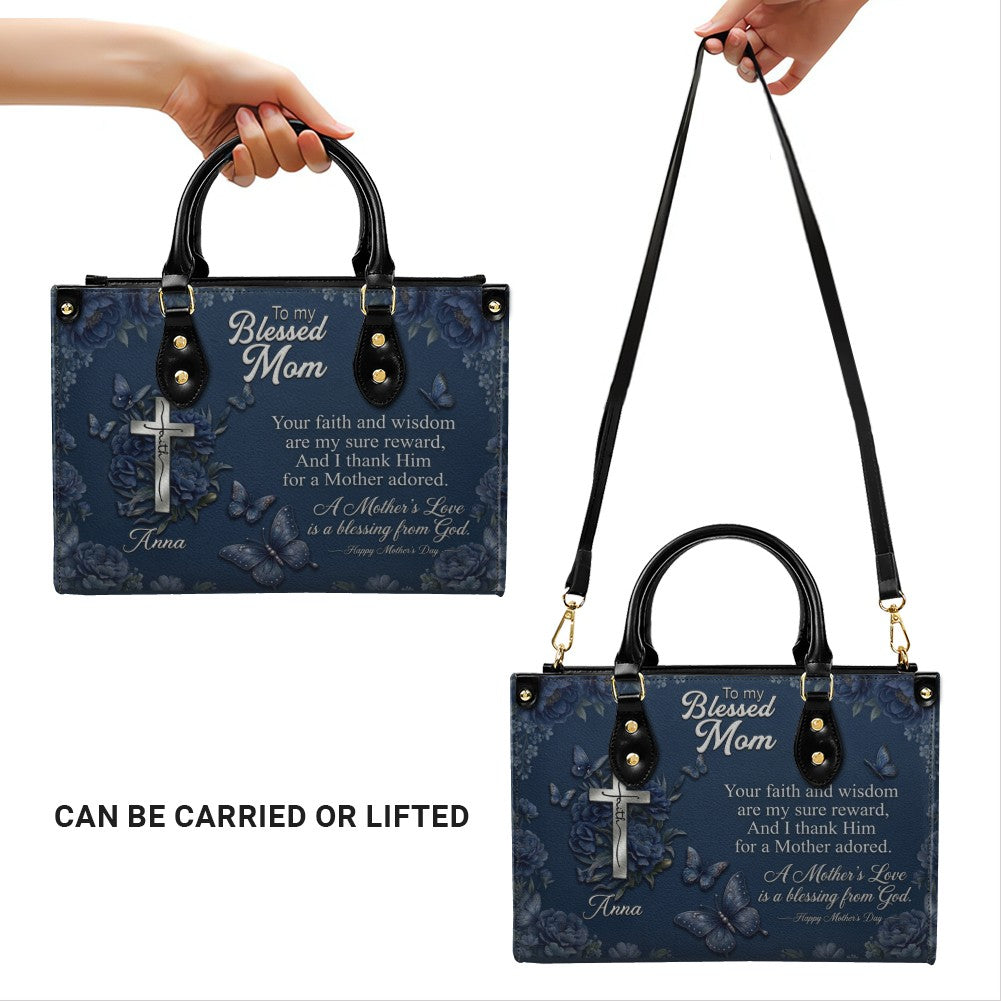 Personalized Blessed Mother Leather Handbag