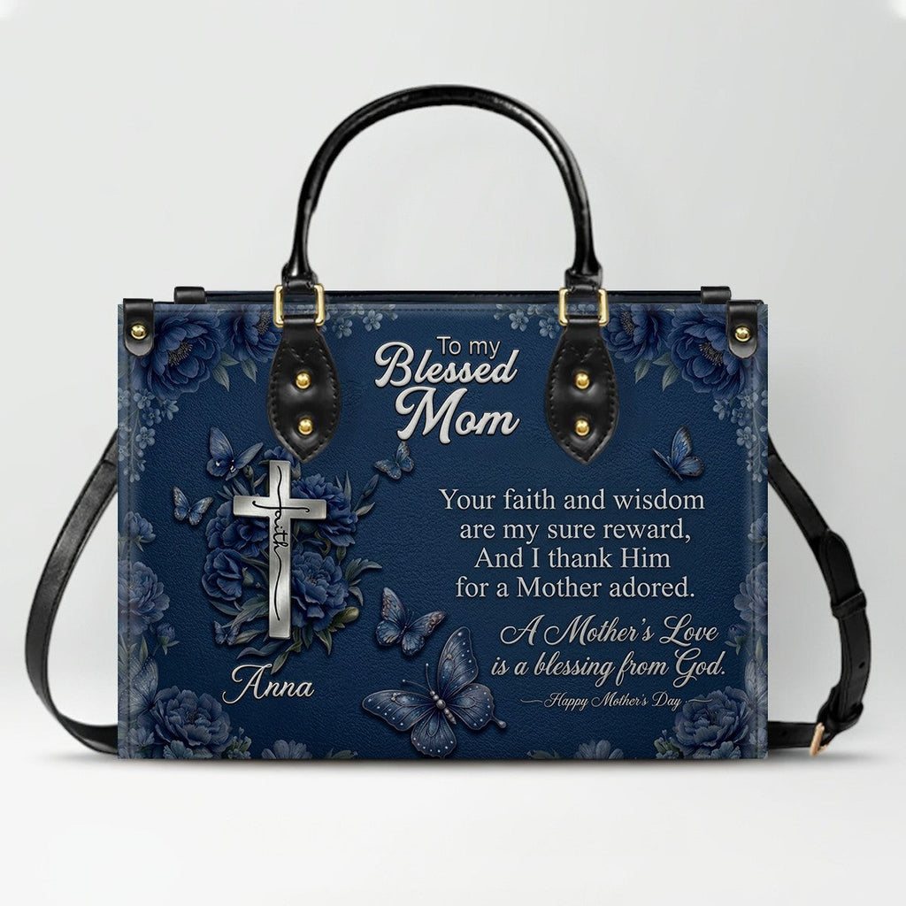 Personalized Blessed Mother Leather Handbag