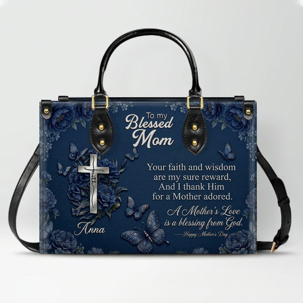 Personalized Blessed Mother Leather Handbag