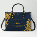 Personalized Navy Leather Bible Verse Handbag
