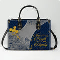 Personalized Navy Christian Leather Handbag