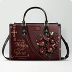 Personalized Christian Floral Leather Handbag