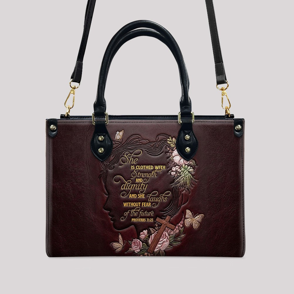 Custom Proverbs 31 Burgundy Leather Handbag