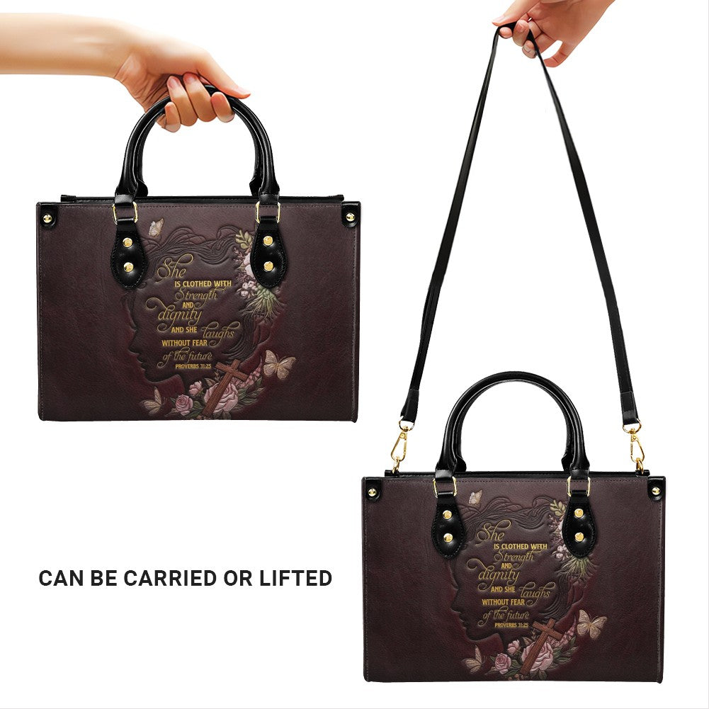 Custom Proverbs 31 Burgundy Leather Handbag