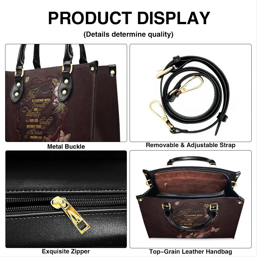 Custom Proverbs 31 Burgundy Leather Handbag