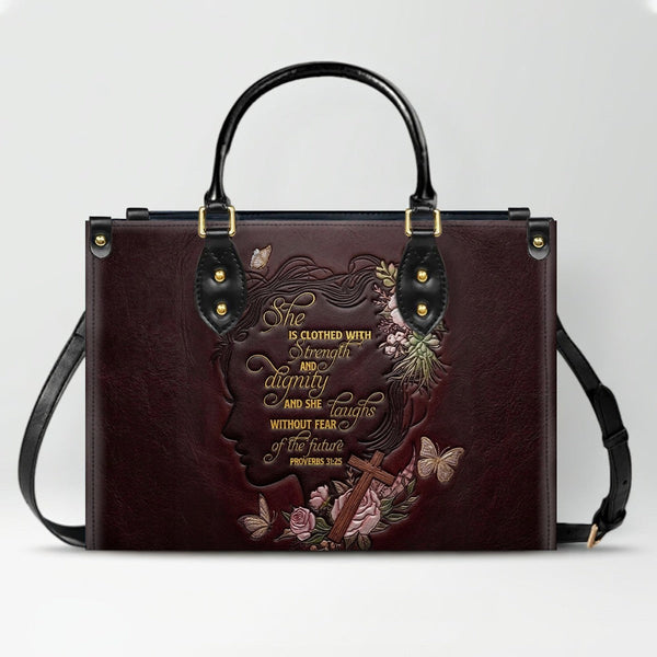 Custom Proverbs 31 Burgundy Leather Handbag