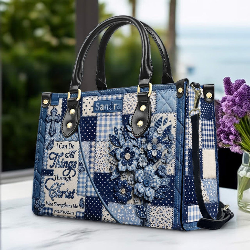 Personalized Bible Verse Leather Handbag