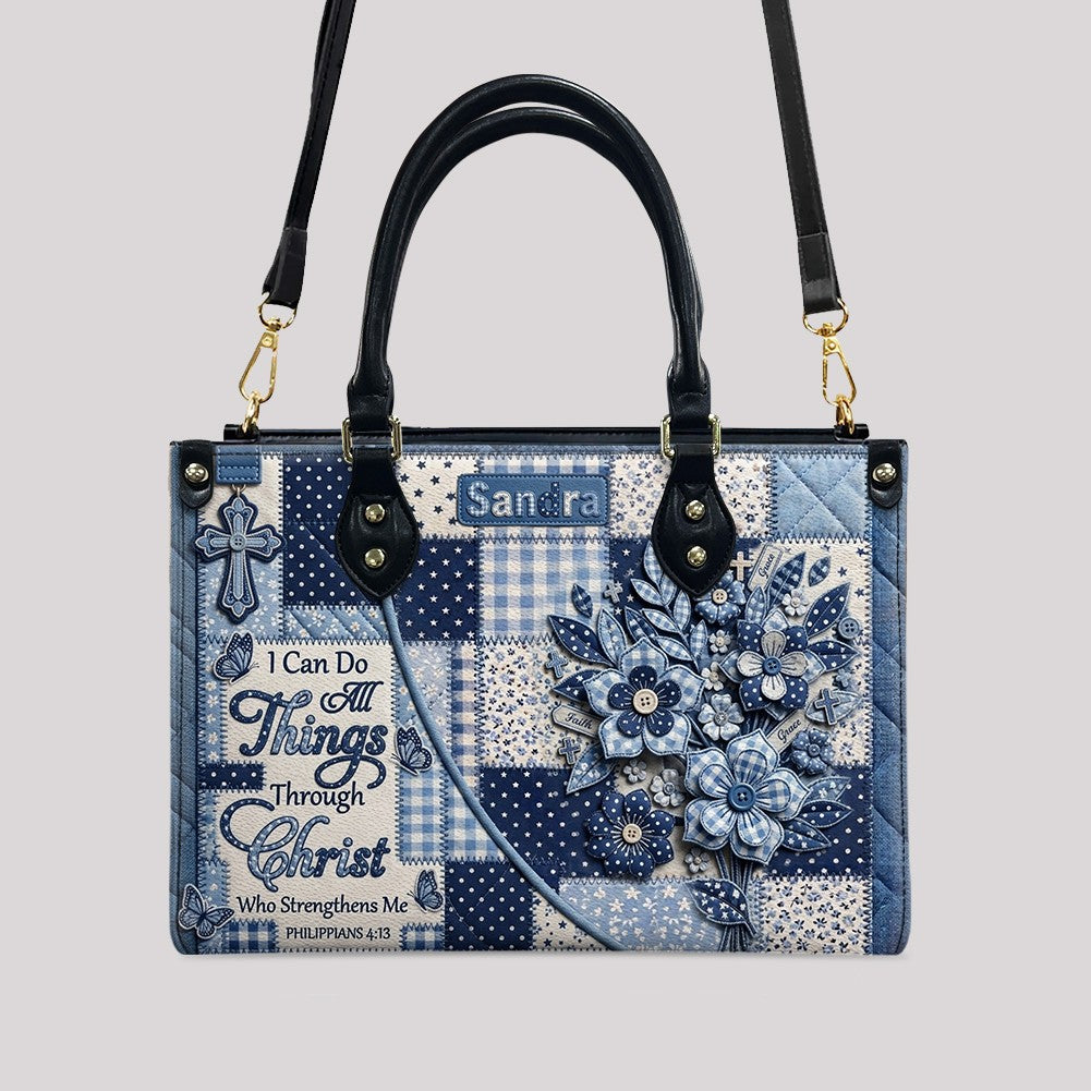Personalized Bible Verse Leather Handbag