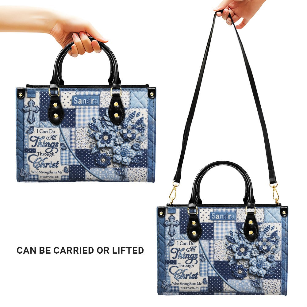 Personalized Bible Verse Leather Handbag