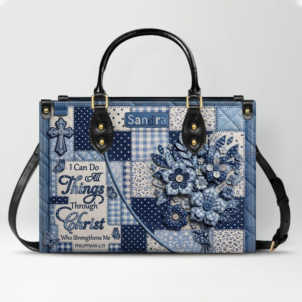 Personalized Bible Verse Leather Handbag