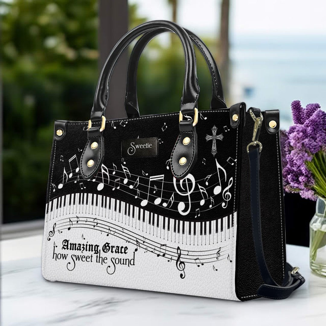 Personalized Christian Hymn Leather Tote Bag