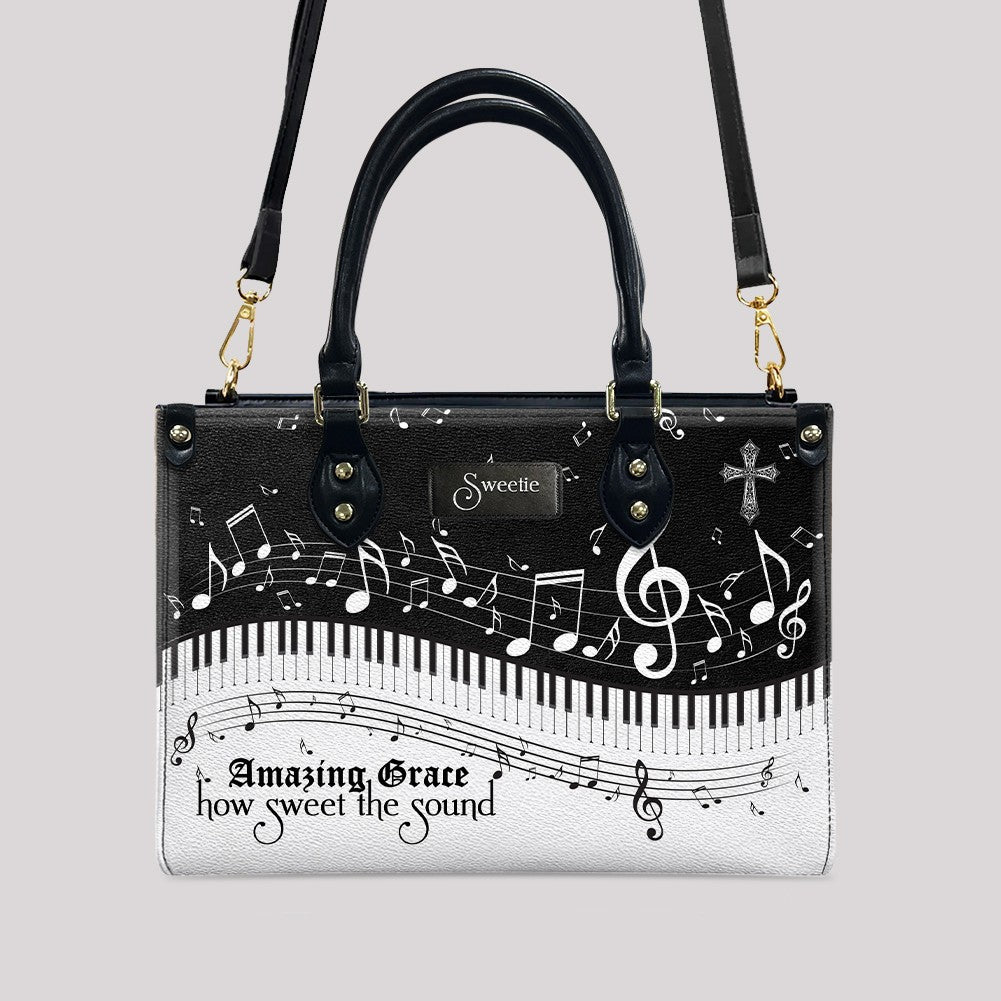 Personalized Christian Hymn Leather Tote Bag
