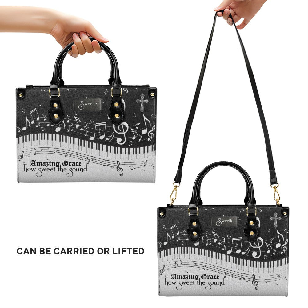Personalized Christian Hymn Leather Tote Bag
