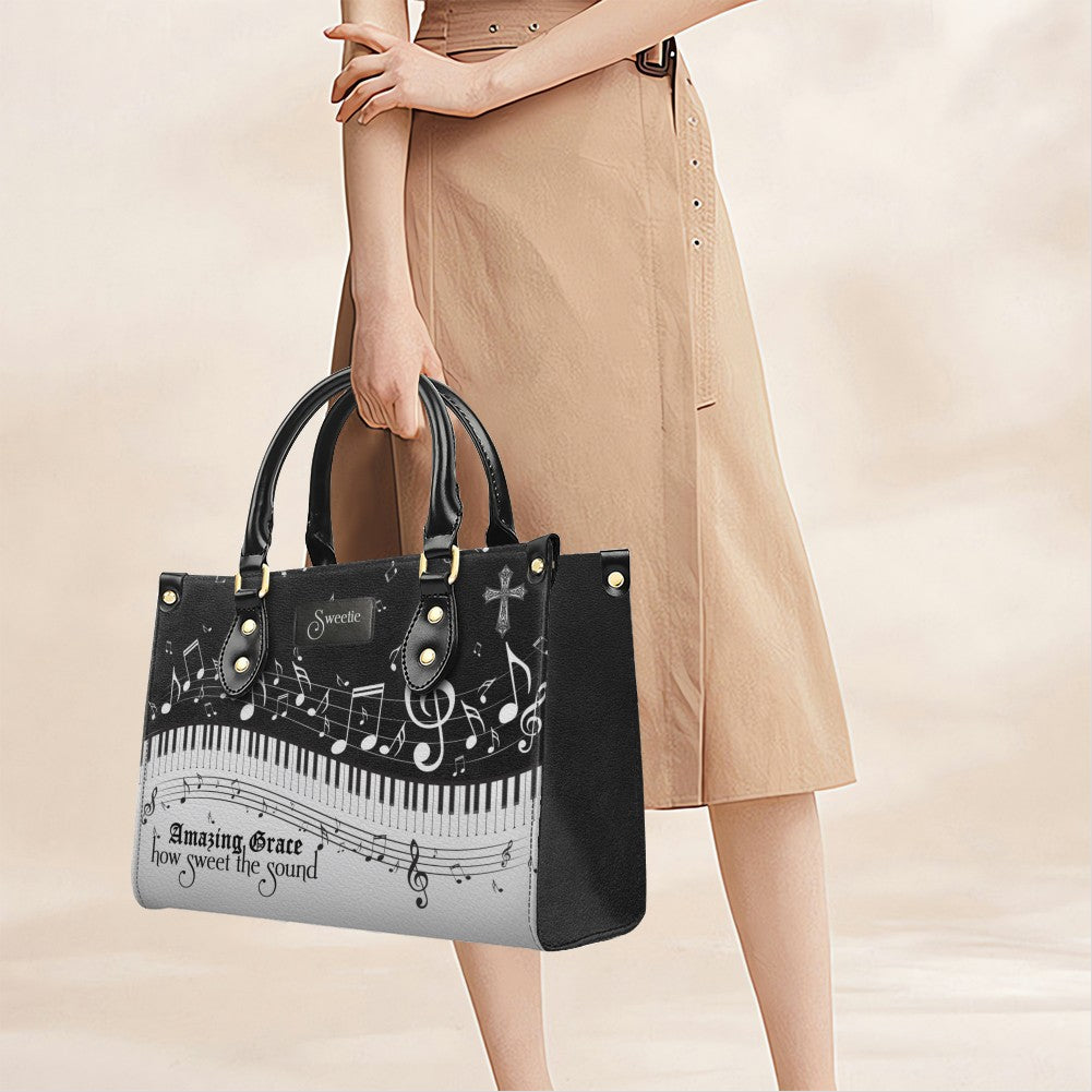 Personalized Christian Hymn Leather Tote Bag