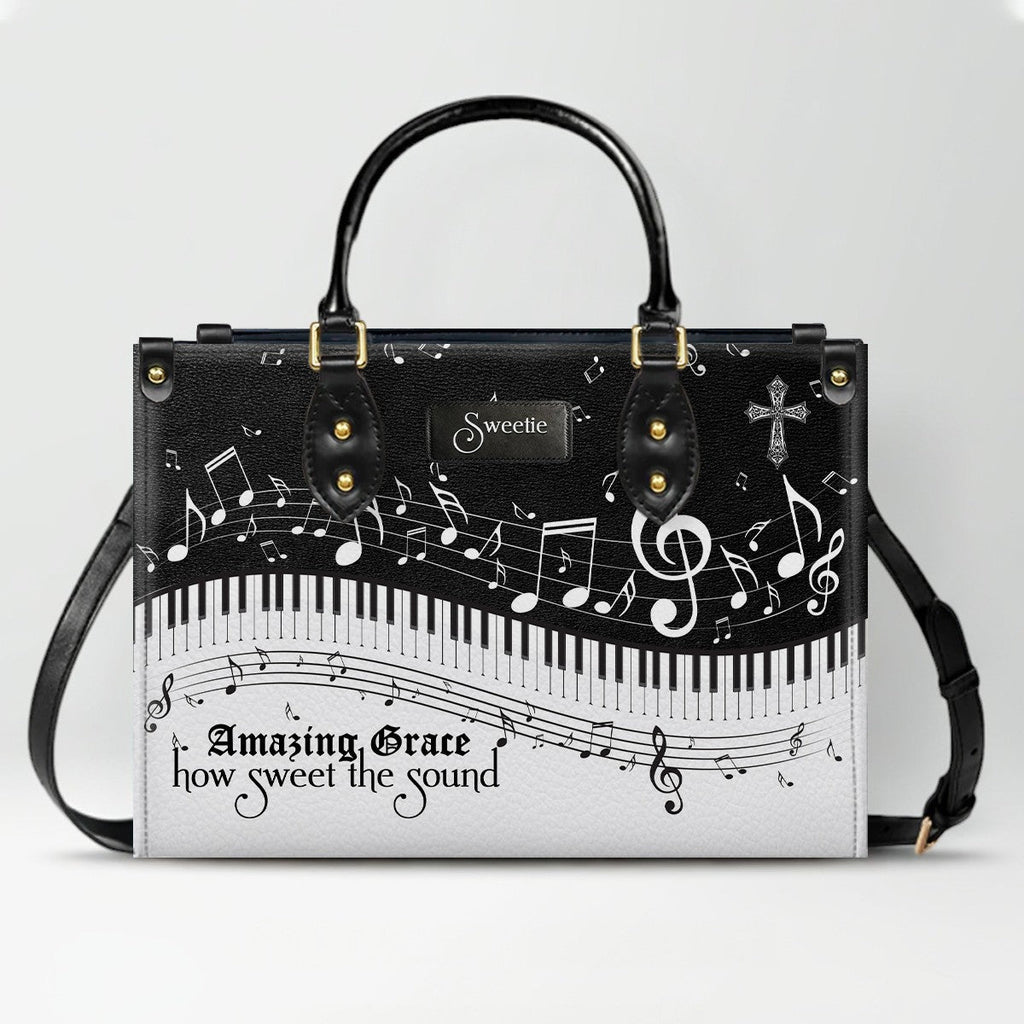 Personalized Christian Hymn Leather Tote Bag