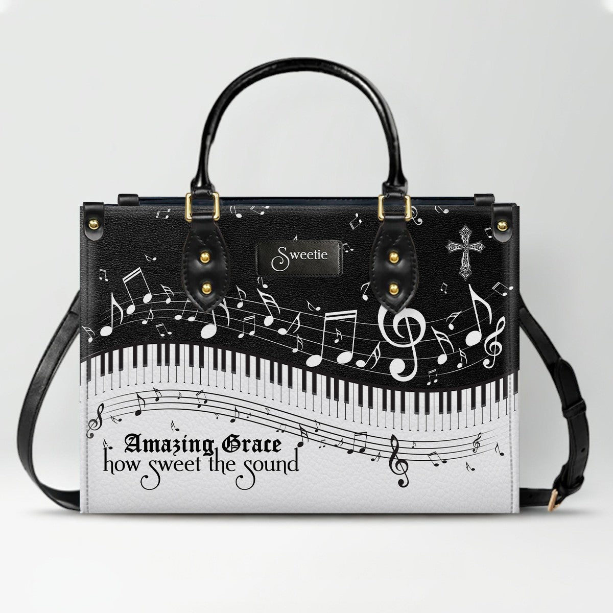 Personalized Christian Hymn Leather Tote Bag