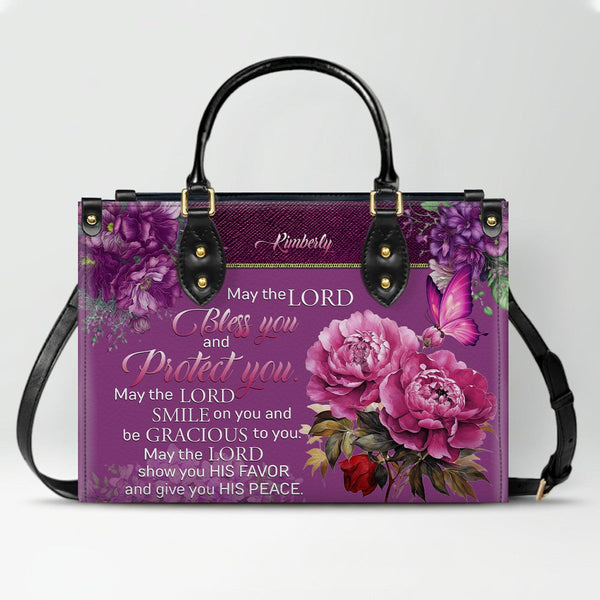 Personalized Christian Leather Floral Handbag