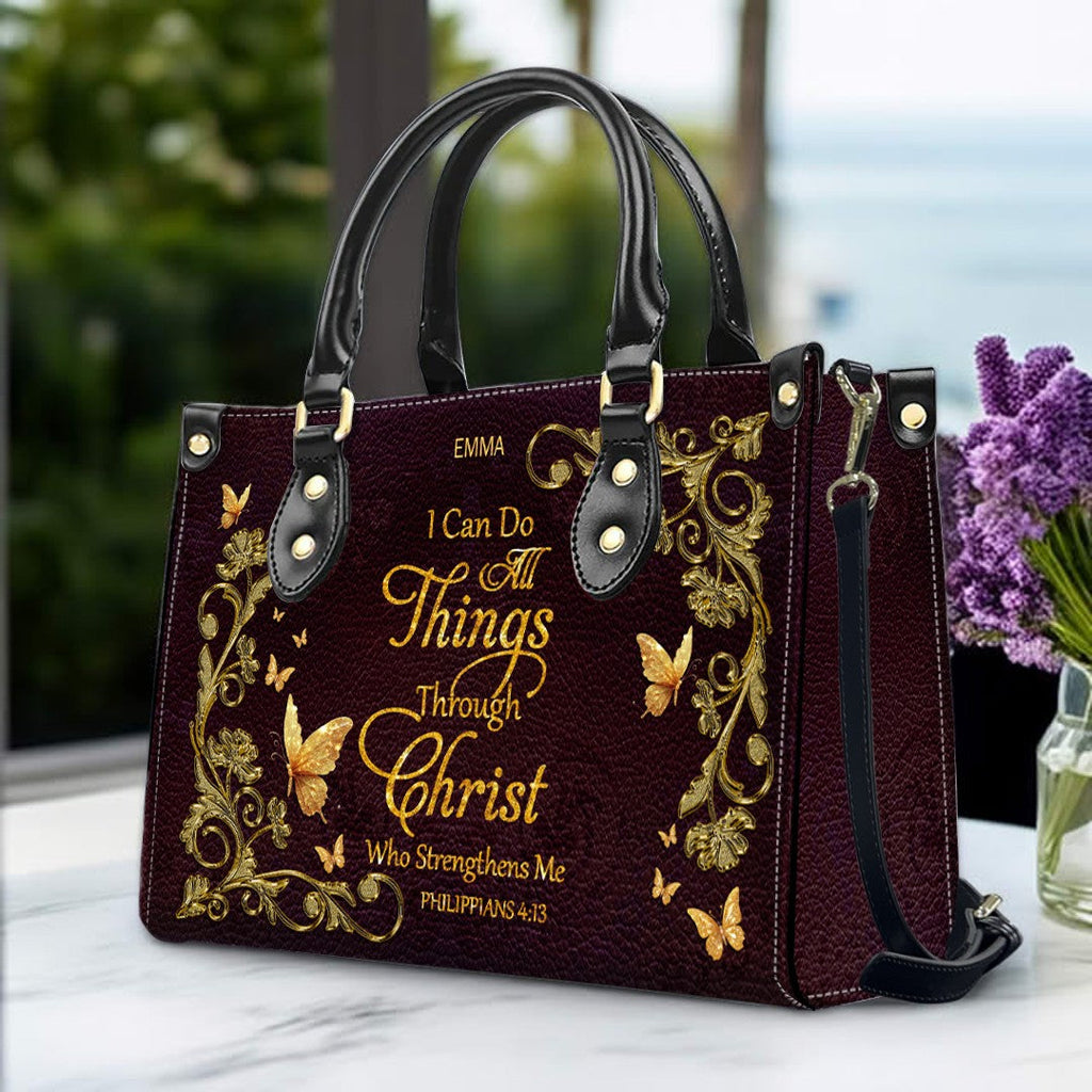 Personalized Bible Verse Leather Handbag