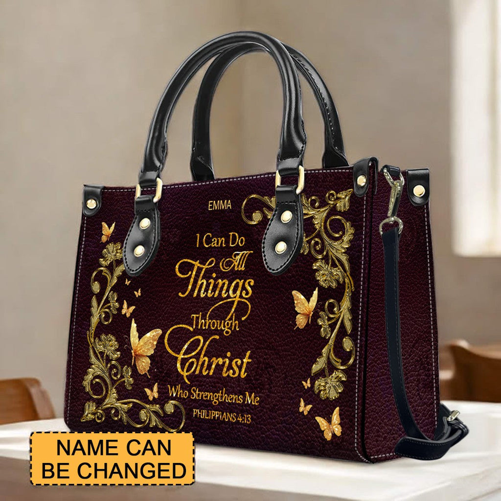 Personalized Bible Verse Leather Handbag