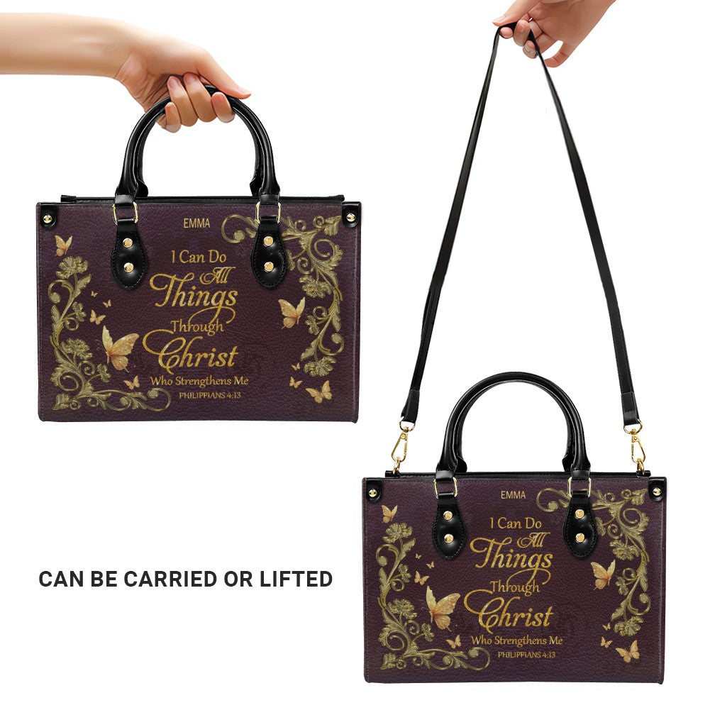 Personalized Bible Verse Leather Handbag