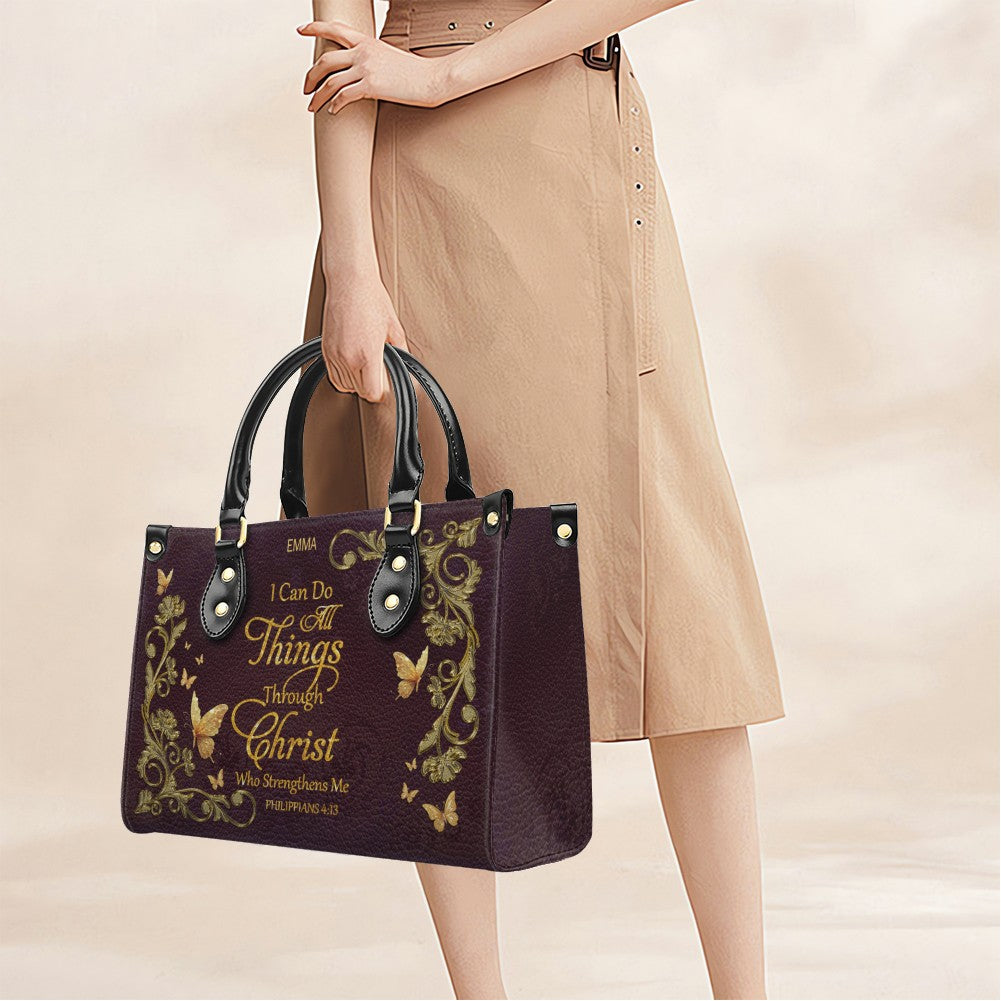 Personalized Bible Verse Leather Handbag