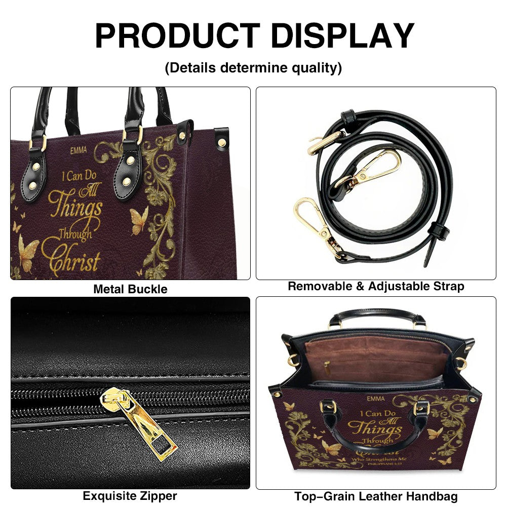 Personalized Bible Verse Leather Handbag