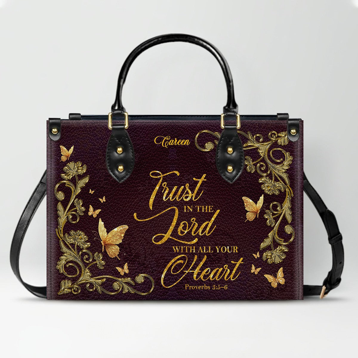 Personalized Bible Verse Leather Handbag