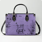 Personalized Purple Bible Verse Leather Handbag