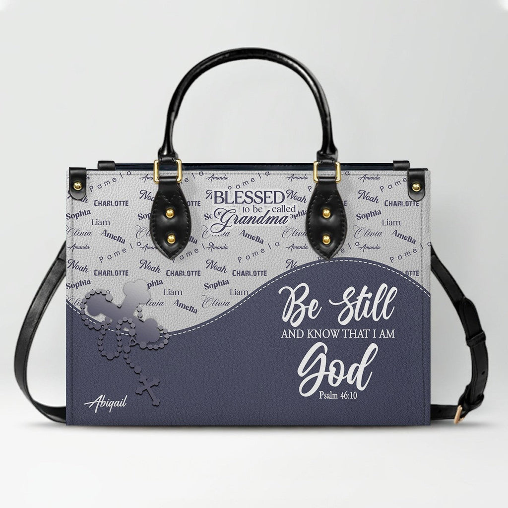Personalized Blessed Grandma Leather Handbag