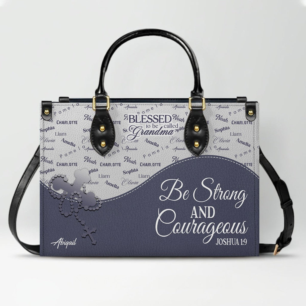Personalized Blessed Grandma Leather Handbag