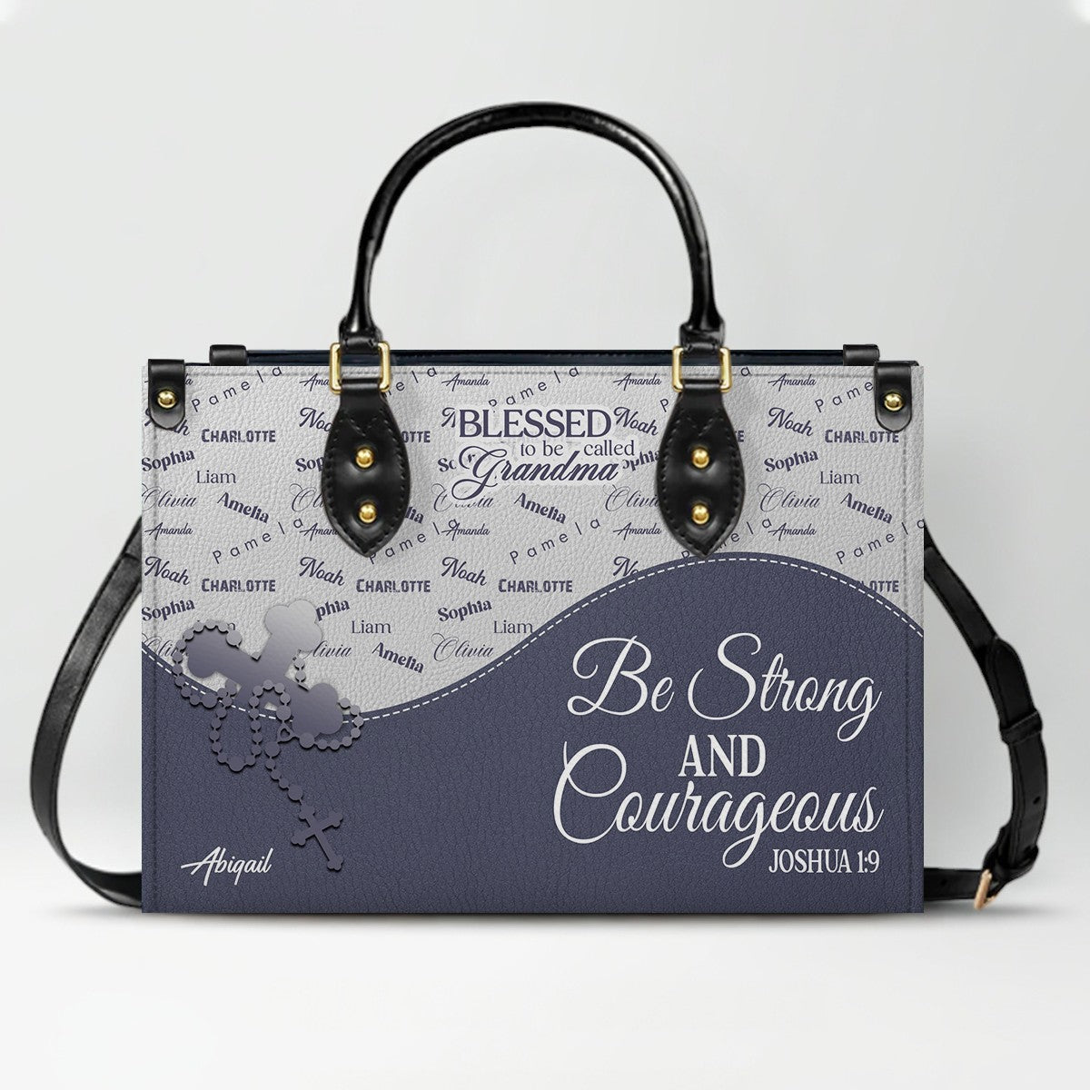 Personalized Blessed Grandma Leather Handbag