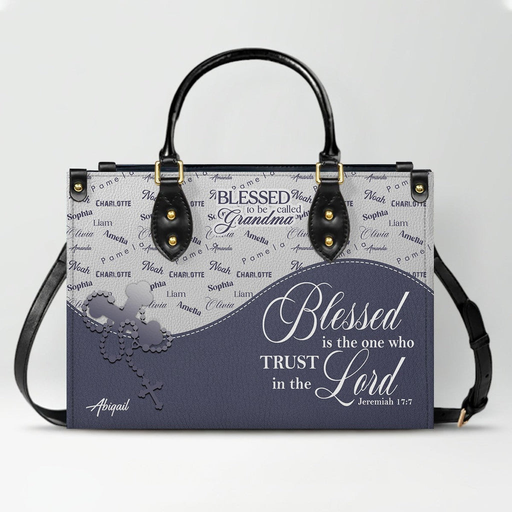 Personalized Blessed Grandma Leather Handbag