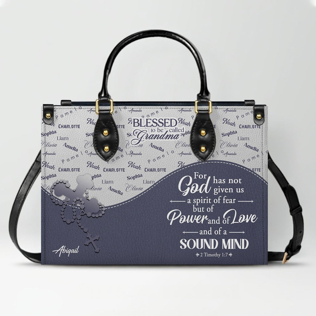 Personalized Blessed Grandma Leather Handbag