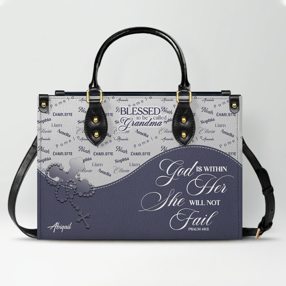 Personalized Blessed Grandma Leather Handbag