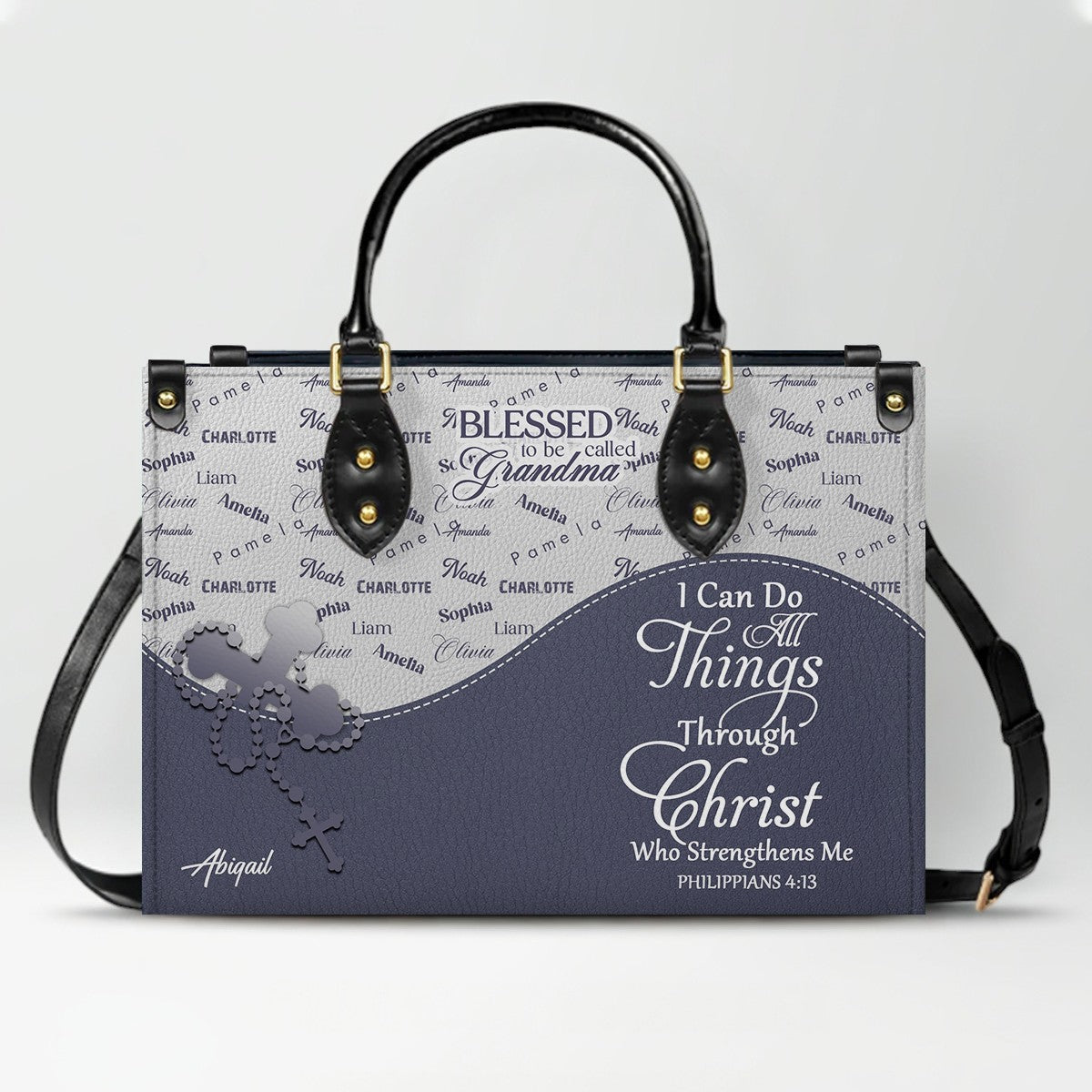 Personalized Blessed Grandma Leather Handbag