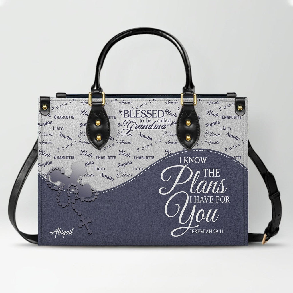 Personalized Blessed Grandma Leather Handbag