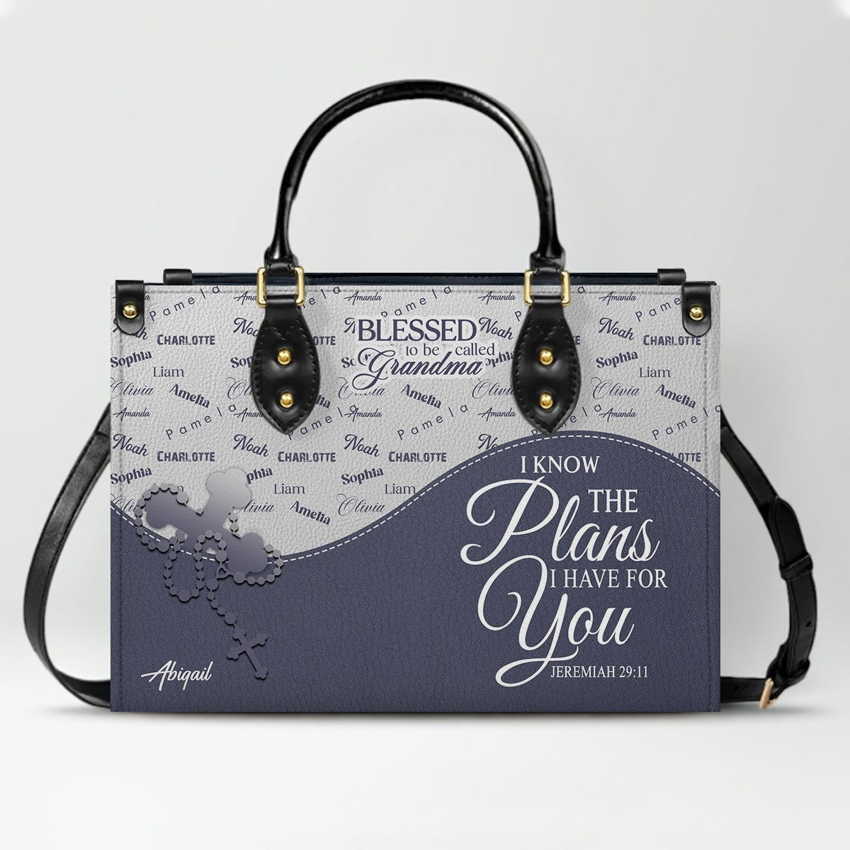 Personalized Blessed Grandma Leather Handbag