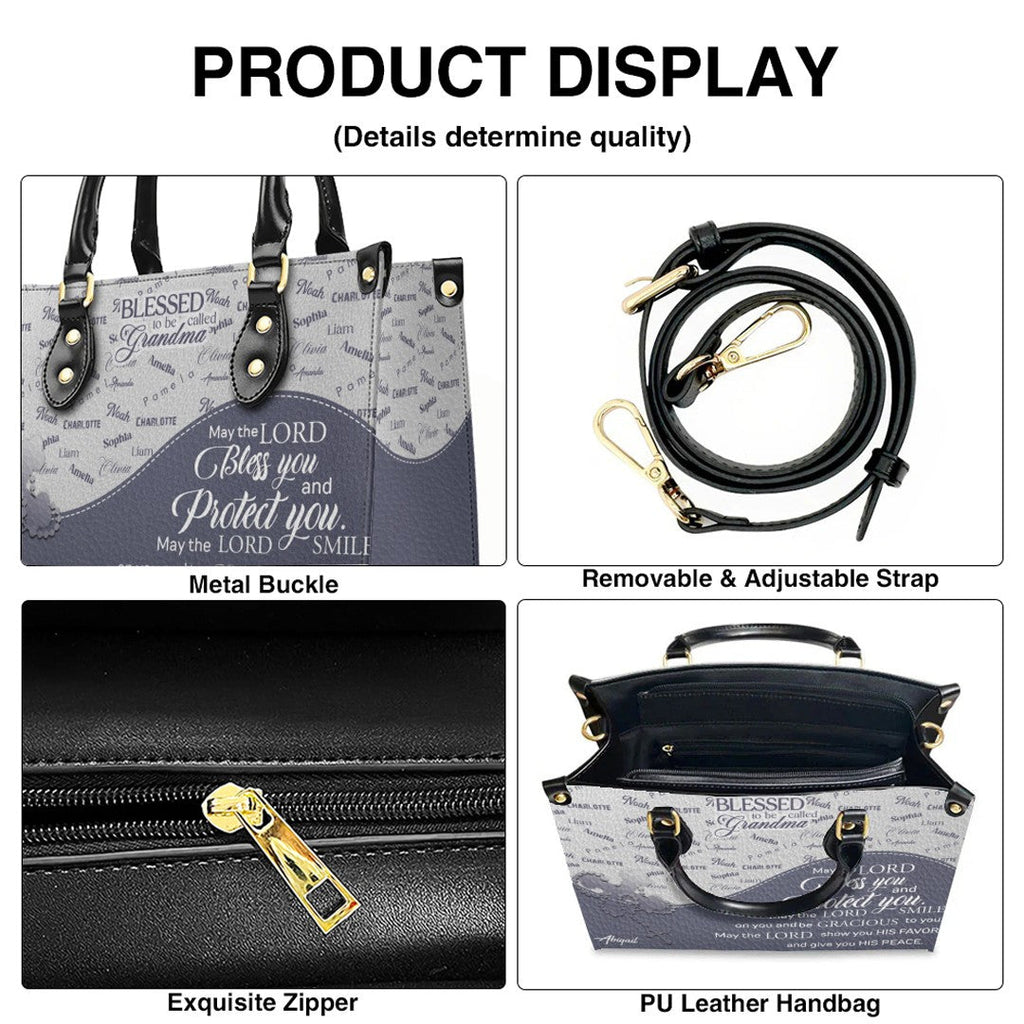 Personalized Blessed Grandma Leather Handbag